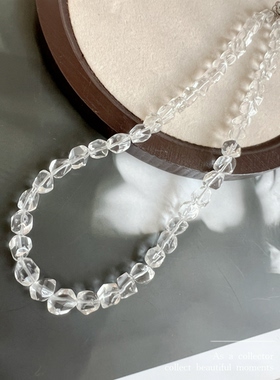 天然白水晶简约闪透短项链