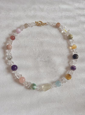 原创设计天然晶石项链高品质清新