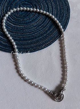 浅蓝色项链淡水巴洛克性价比男女