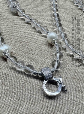 天然白水晶珍珠百搭唐卡项链金色泰国佛牌毛衣挂链可订做其他款式