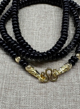 黑玛瑙水晶六字真言挂链可定制