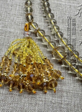 天然黄水晶毛衣唐卡项链金色泰国佛牌挂链可定制款式