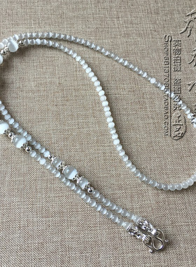 白猫眼石毛衣唐卡项链金色泰国佛牌不对称款式百搭挂链可定做款式