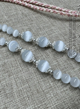 白猫眼棉绳毛衣民族风唐卡项链S925纯银泰国佛牌挂链可定制其他款