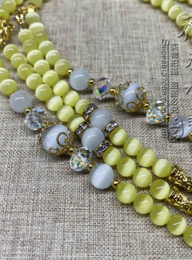 黄猫眼唐卡项链金色配件泰国佛牌双层毛衣挂链可定制其他款式