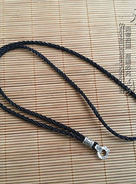 唐卡银色泰国佛牌专用黑色纯银扣吊坠扣百搭挂绳可调节长度