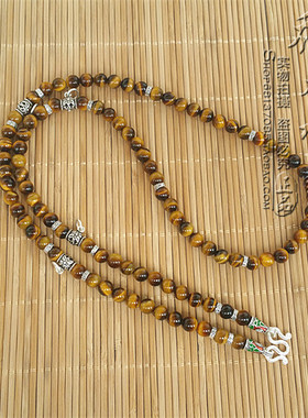 天然虎睛石项链S925纯银泰银配件五挂泰国佛牌双层毛衣挂链可定制