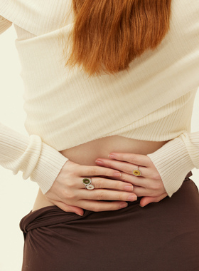 迷你绒镜戒指925纯银