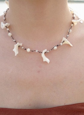 吾也贝壳编珠项链 手工编绳贝壳 夕拾系列