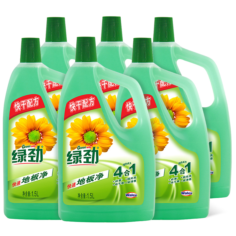 威莱官方旗舰店绿劲地板净地板清洁剂拖地保养家用木地板瓷砖清洁除菌1.5*6瓶0