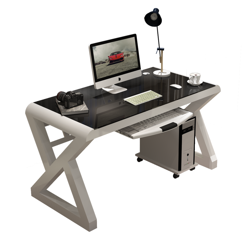 电脑台式桌家用简约现代办公桌钢化玻璃简易书桌游戏电竞学习桌子 - 图3