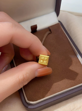 铜合金四方来财碎碎冰小金条套链暴富金砖项链锁骨链女送礼