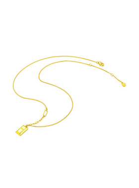 跨境热销欧美暴富小金砖项链钛钢18k金吊坠镀金高级不掉色锁骨链