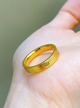 镀K金光面钻纹戒指情侣款对戒活口新年情人节生日礼物送爱人