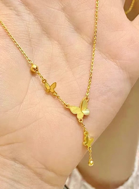 18k金气质超仙蝴蝶流苏项链在逃公主通勤高级感锁骨链新款送女友