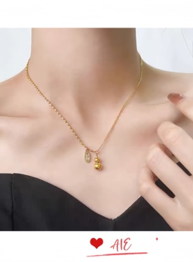 镀K金招财转运葫芦项链女小众设计高级感简约轻奢锁骨链时尚百搭