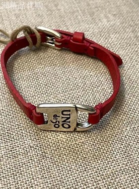 国/现 西班牙小众UNOde50银锁牛皮手链欧美男士女轻奢INS情侣镀银