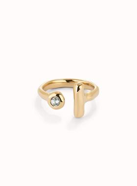 西班牙本土潮牌UNOde50 镶钻托帕石戒指极简几何轻奢手工男女中性