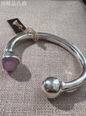 西班牙UNOde50 手工极简蒜头手镯粉石英石ZEN男女情侣经典轻奢