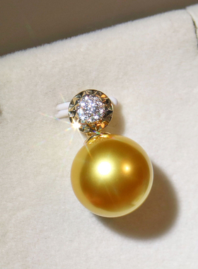 挚彩新品浓金海水手工极强光大颗粒单颗吊坠珍珠锁骨项链时尚款女