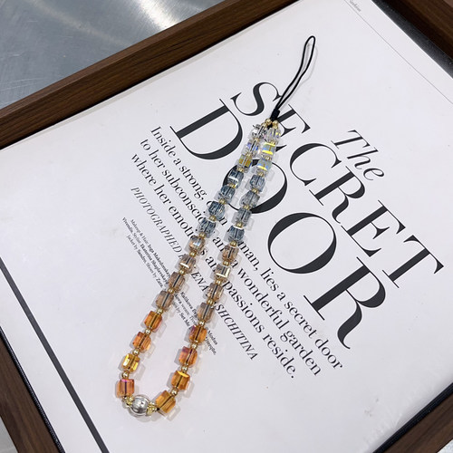 新款水晶方糖珠透光彩色手工串珠手机链侧挂手机挂件ccd挂绳百搭 - 图1