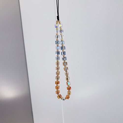 新款水晶方糖珠透光彩色手工串珠手机链侧挂手机挂件ccd挂绳百搭 - 图2