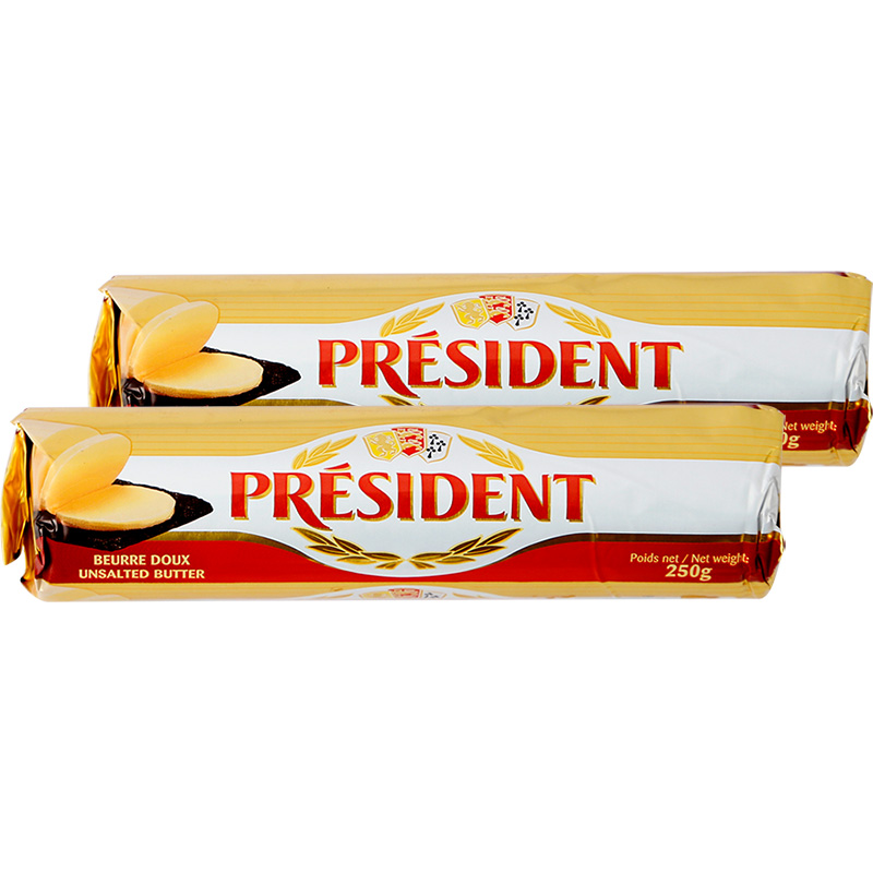 总统黄油卷250g*6组法国进口黄油面包饼干动物性淡味黄油 butter - 图0