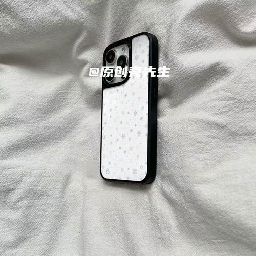 ins冬创意雪花黑边软壳磁吸适用苹果小米iPhone17promax手机壳1613pro小米1415Pro华为mate60p70三星S23防摔 - 图1