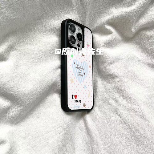 ins古早爱心波点黑边软壳磁吸适用苹果iPhone17promax手机壳1615pro小米1415Pro华为mate60p70三星S23防摔 - 图0