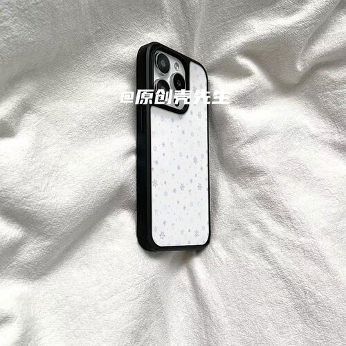 ins冬创意雪花黑边软壳磁吸适用苹果小米iPhone17promax手机壳1613pro小米1415Pro华为mate60p70三星S23防摔 - 图0