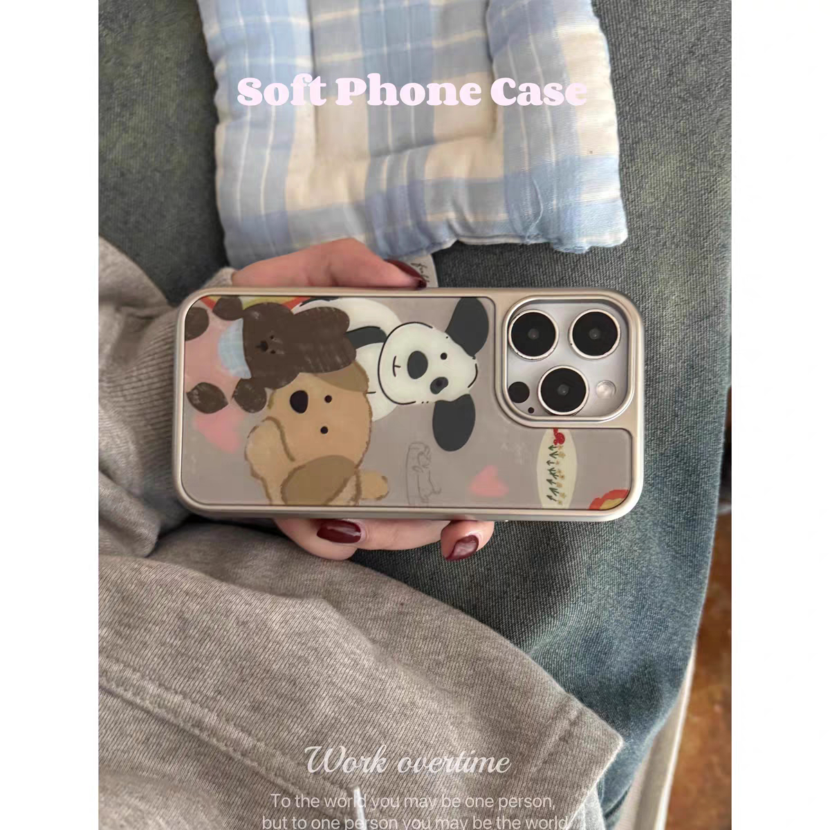 个性幸运睡前故事简约电镀银边软壳适用于苹果手机壳iPhone16promax亚克力15pro/14/13/12/11新款可爱高级感