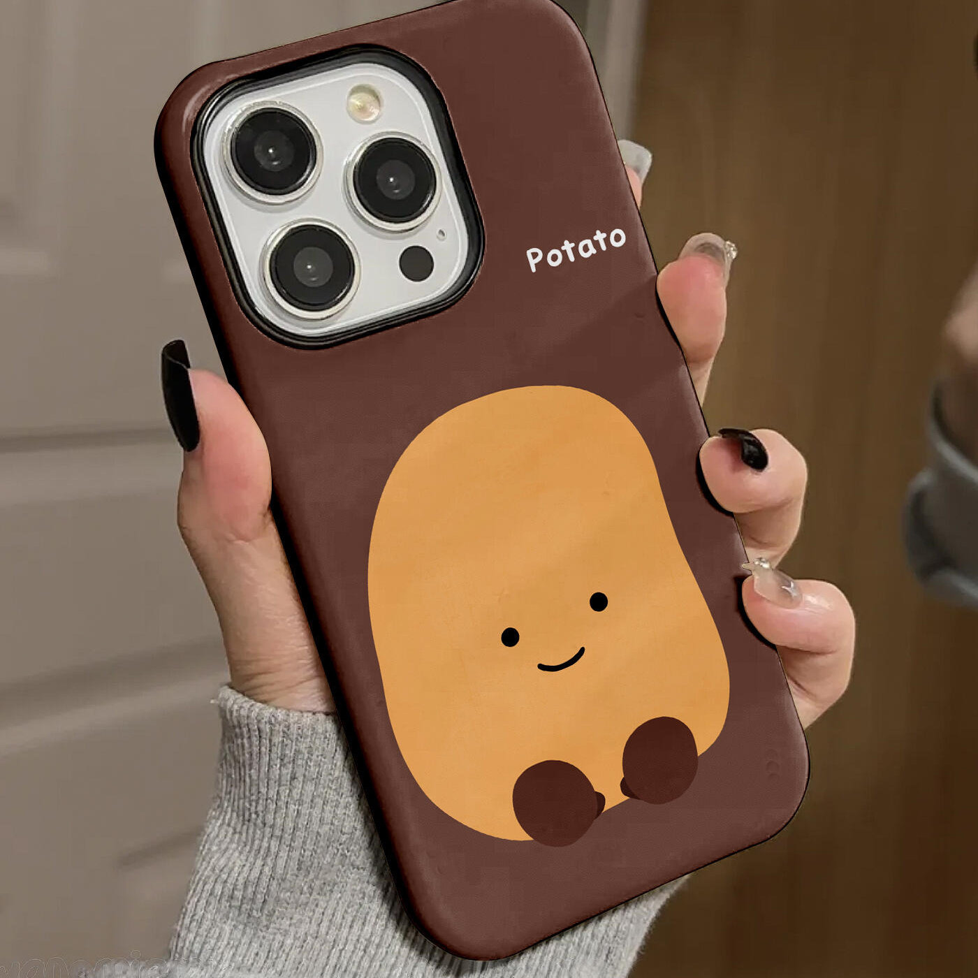 原创棕色小土豆适用于15苹果14ProMax菲林手机壳iPhone12全包14创意13Pro可爱16Pro防摔11保护套8pXr二合一