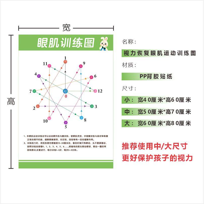 恢复视力眼肌运动训练图儿童锻炼眼睛的玩具挂图远视表增视图贴纸,淘宝优惠券,粉丝福利购,淘宝优惠卷