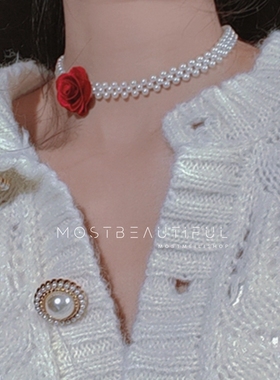 法式复古性感气质花朵珍珠锁骨链