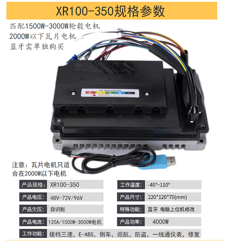 电动车48V72V96V500W1500W2000W正弦波控制器无刷国标改弱磁 - 图3