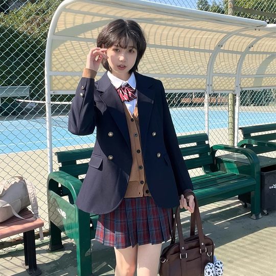 夏日和风铃 崎原高 原创JK西式制服格裙套装学院风收腰西服