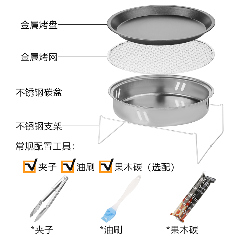 户外一次性烧烤炉便携式圆形烤架家用无烟果木炭烤炉露营小型炉子