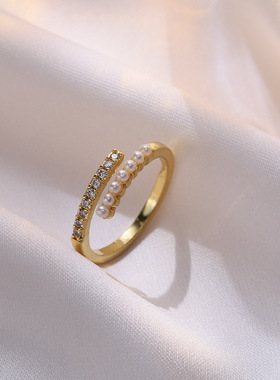 2025新款简约珍珠开口戒指