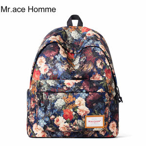 Mr.ace Homme双肩包女韩版学院风印花中学生书包包背包电脑包男