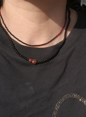 小众品牌  OG Loc 天然黑红玛瑙串珠  项链