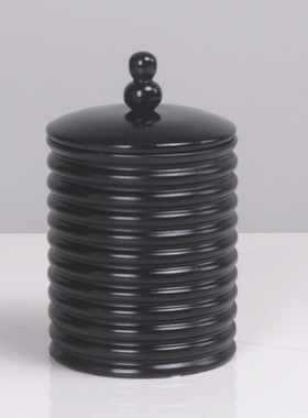 现代简约欧式螺文层叠黑色首饰盒