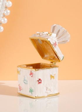 首饰盒合金珐琅糖果型可爱少女小饰品收纳盒子戒指耳环项链迷你盒