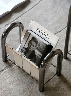 现代轻奢金属皮质杂志架书刊架家