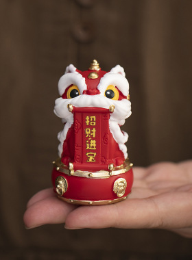 国潮佛山舞狮醒狮创意摆件高级感小众桌面茶桌装饰工艺品生日礼物