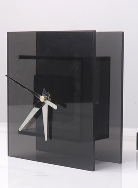 简约现代亚克力透明方形时钟桌面