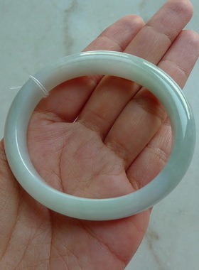 寒玉翡翠 细糯浅豆绿贵妃翡翠手镯 55.4-49.5 天然A货