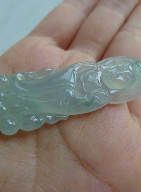 冰种飘花翡翠站观音 天然A货翡翠