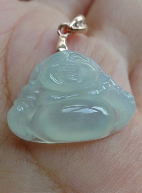 冰种化地晴水小坐佛 天然翡翠A货