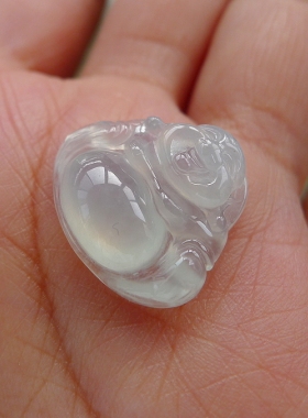 寒玉翡翠 冰种莹光A货翡翠坐佛16.3-17.8-5