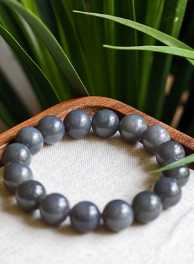 俄料和田玉烟紫手串送礼帝王紫深烟紫和田玉手链12mm